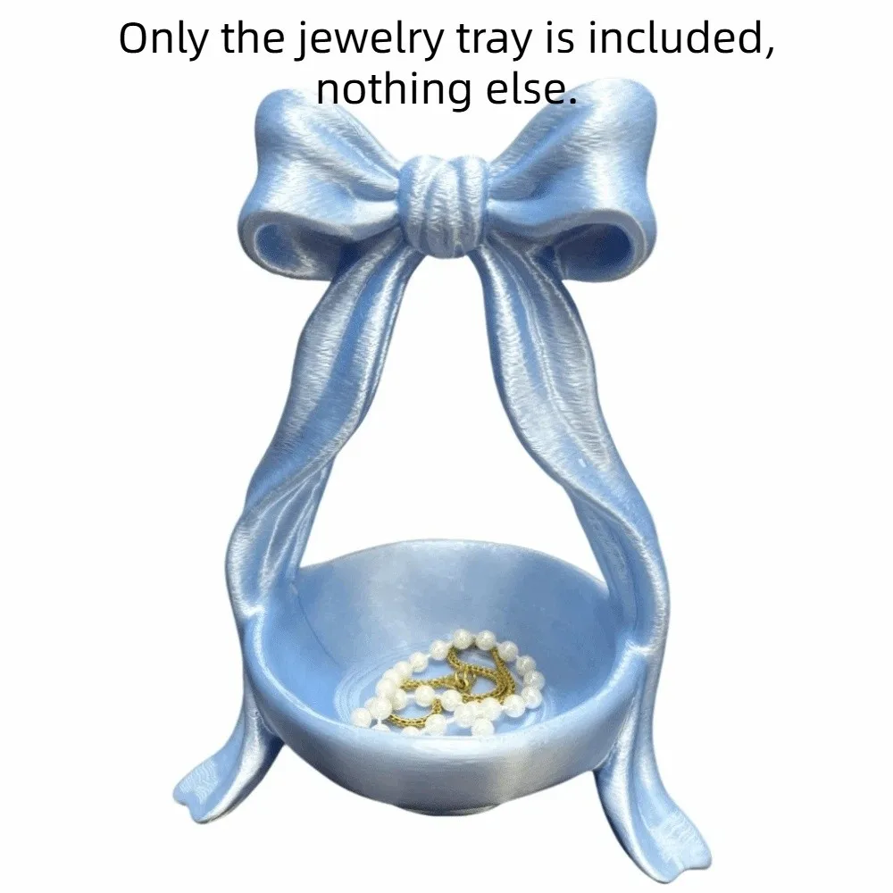 

Fashion Elegant 3D Printed Jewelry Tray Decorative Glossy Bow Ribbon Ring Holder Creative Sweet Jewelry Plates Photography Props