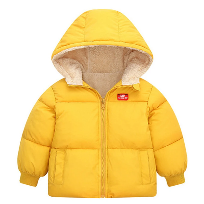 Baby Boys Hooded Jackets Winter Warm Thick Plus Velvet Jacket Girls Toddler Kid Coats Children Outwear Spring Candy Color 2 4 6Y