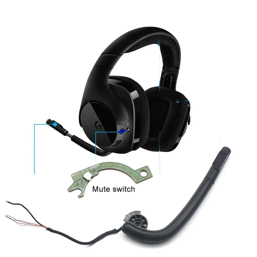 Una parte di ricambio per microfono delle cuffie da gioco Logitech G533, parte utilizzata