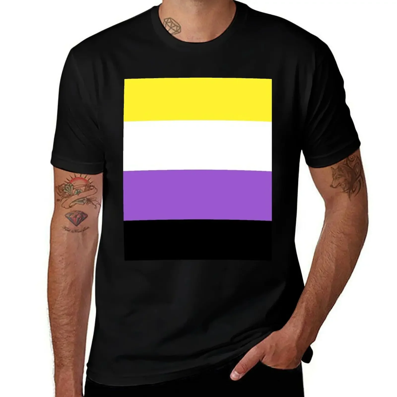 Non Binary Pride Flag Genderqueer Flag T-Shirt for a boy valentines clothes big and tall t shirts for men