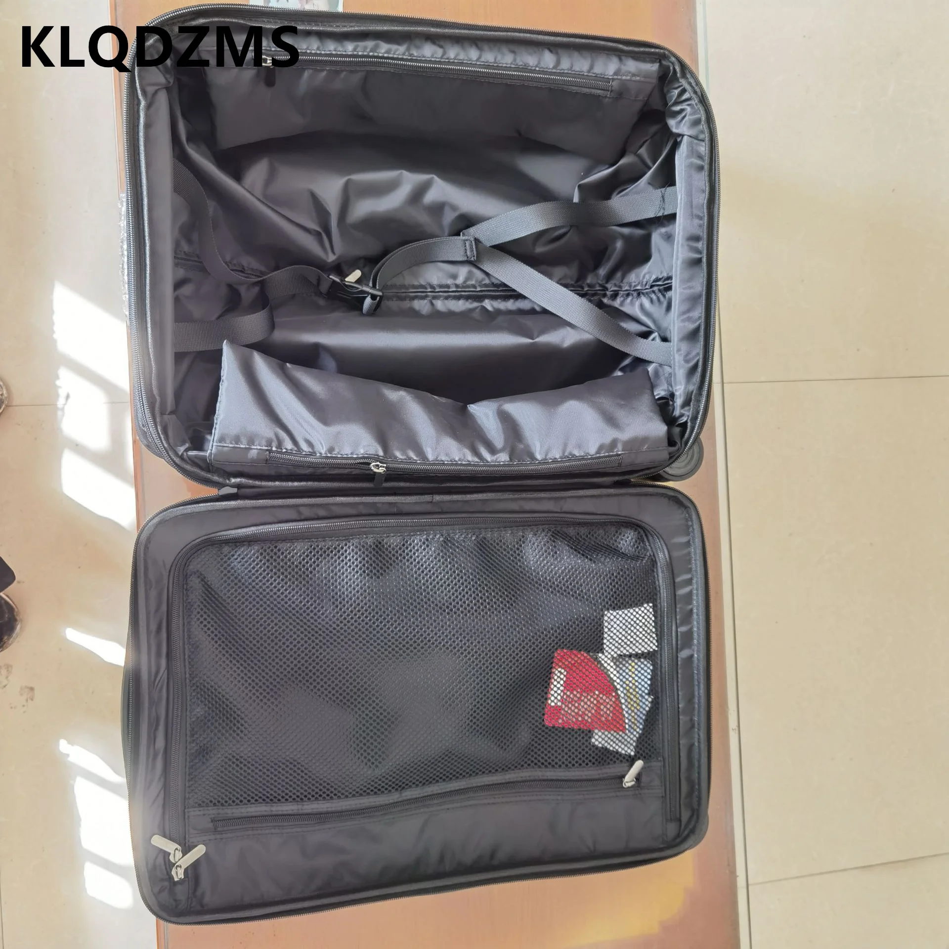 KLQDZMS 20 Inch Elastic Nylon Anti-collision Waterproof Luggage Expandable Zipper Box Silent Business Boarding Trolley Suitcase