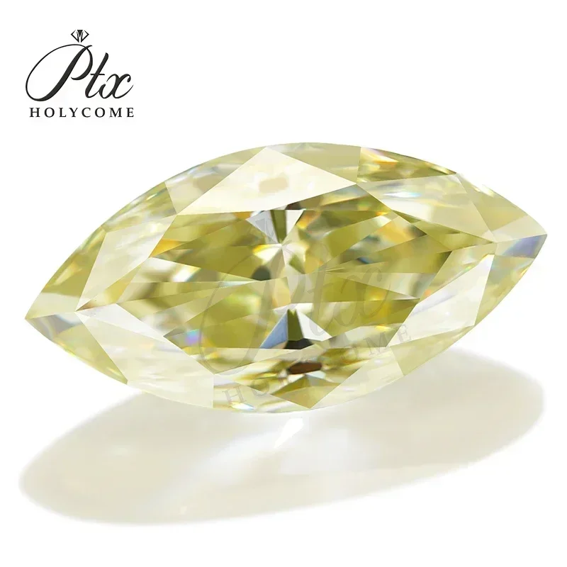 PTX Loose Marquise Shape VVS1 Yellow Color Crushed Ice Cut Loose Moissanite Diamond Test Positive for Jewelry Ring Making Diy