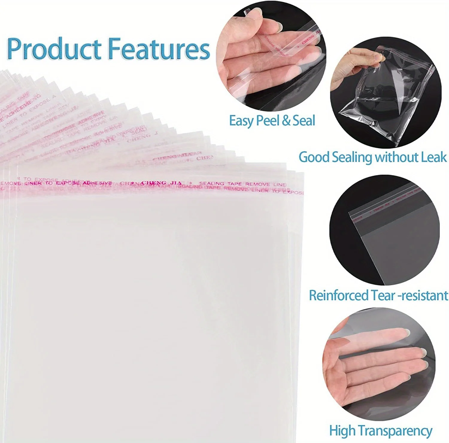200pcs Self-Sealing OPP Bag Transparent Bag Adhesive Reusable Sealed Bags, Packaging, Gifts, Documents, Stationery, Jewelry.