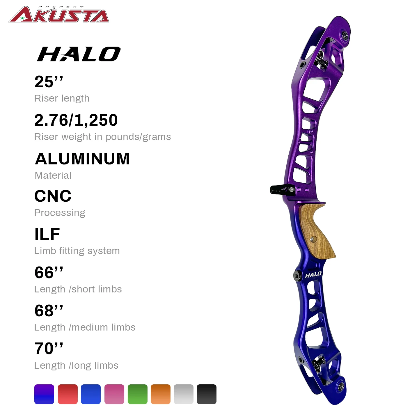 

Akusta 25Inch Riser Archery Recurve Bow ILF Riser Handle for Aluminum Alloy CNC Right Left Hand User Halo Series