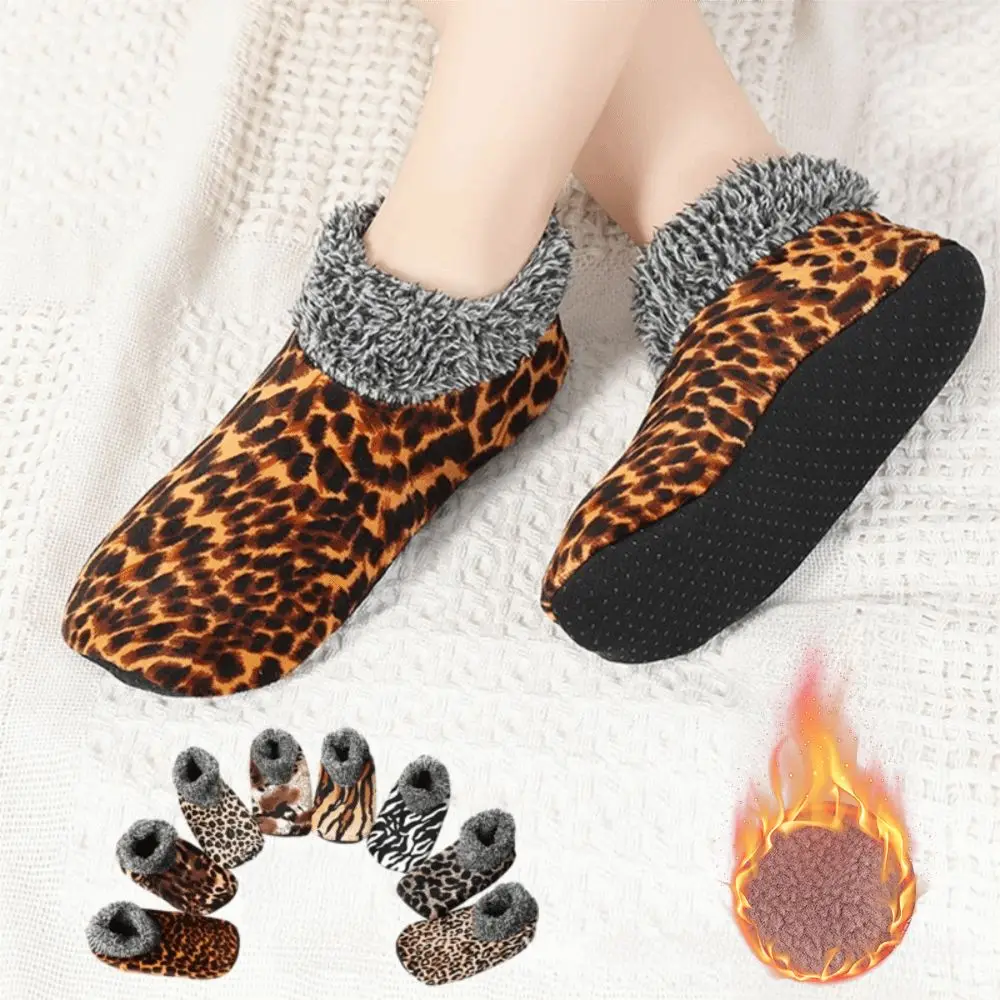

Fashion Winter Warm Home Shoes Socks Indoor Polar Fleece Floor Socks Elastic Thick Non Slip Short Socks For Women