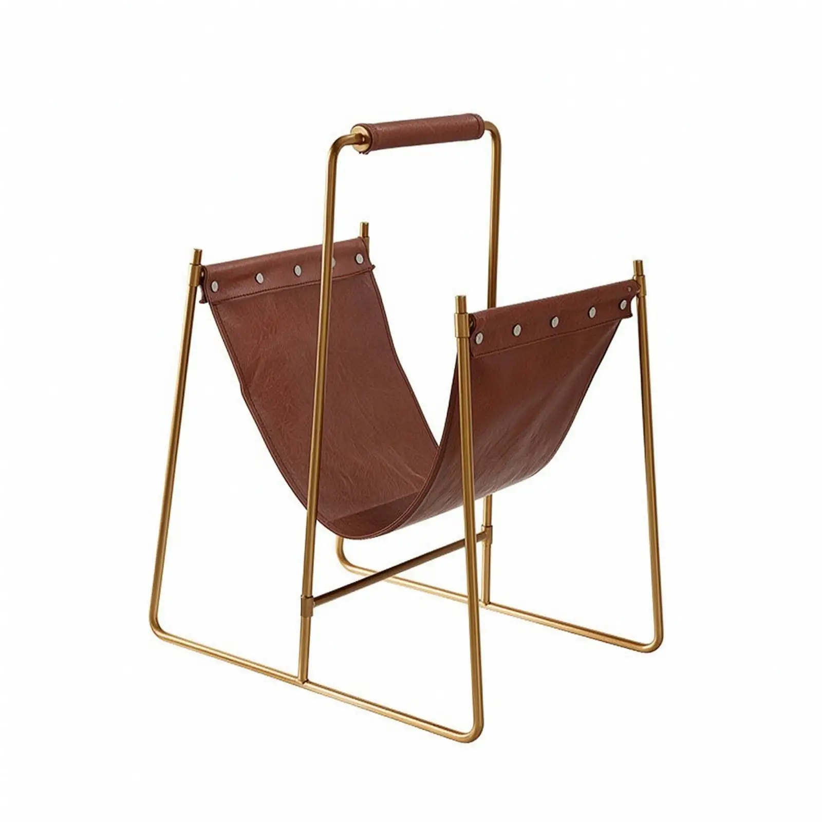 Desktop Rack for Magazines with Top Handle and Curved Pocket for Books and Journals