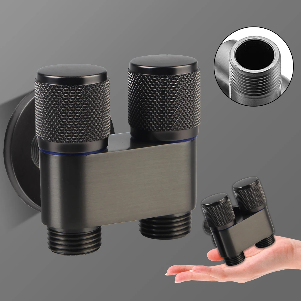 Sprayer Faucet Accessory G1/2 Out Double Control Washing Machine Faucet For Bathroom Toilet Bidet 1 In Two Toilet Triangle Valve