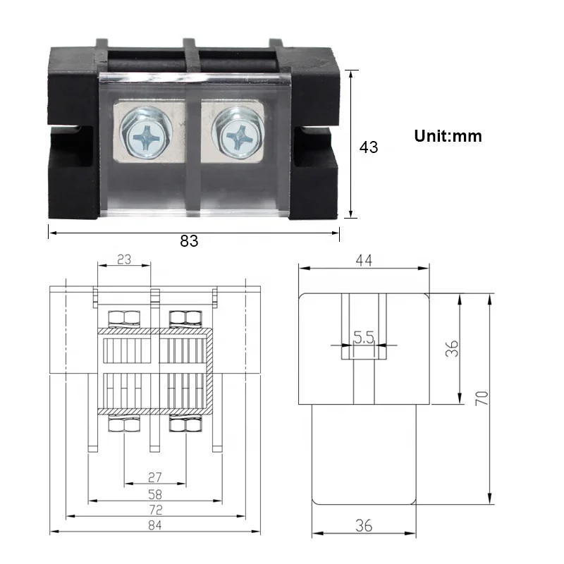 6 Position Terminal Block Feed Through Panel Enclosure-mounted Led Lighting Industrial Control Equipment