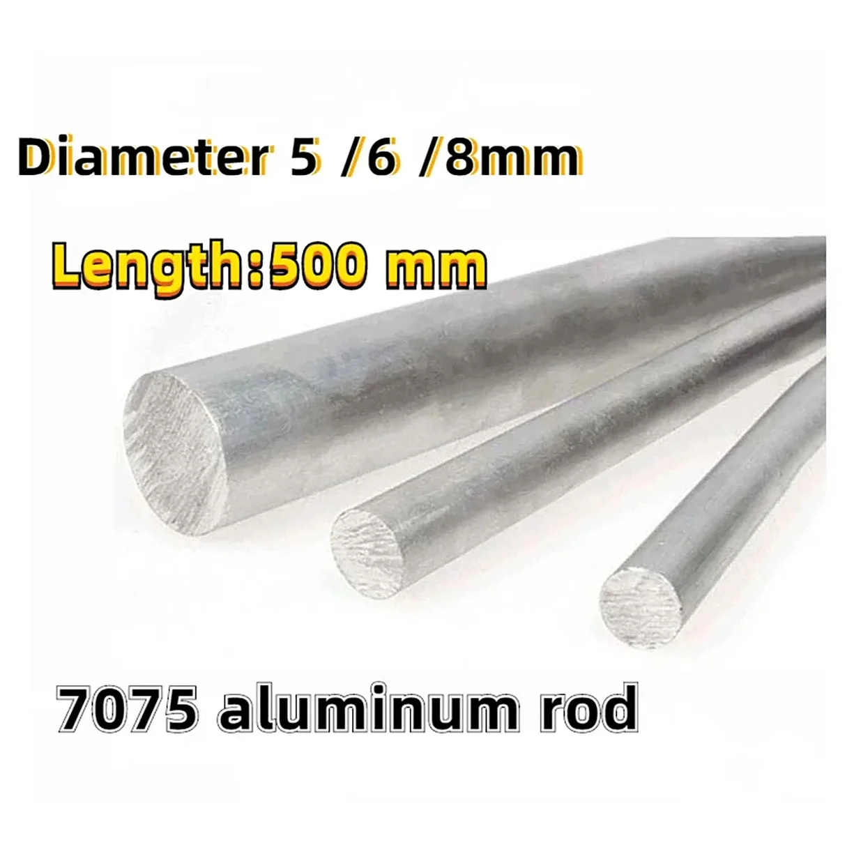 7075 Aluminum Rod Solid Super Hard Aluminum Round Rod Diameter 5mm 6mm 8mm-40mm Length 500mm Processing Zero Cutting Customized