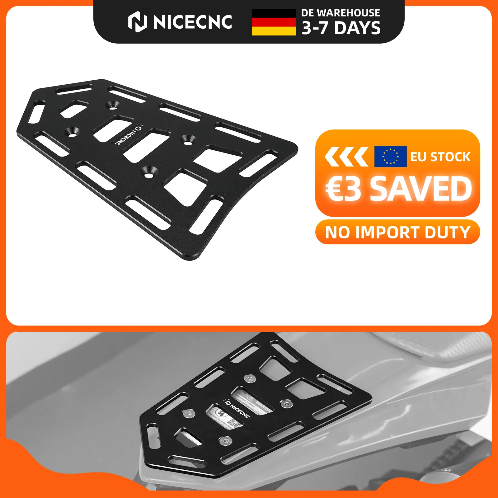 (Stock UE) Pour KTM EXC EXCF, Husqvarna TE FE, GasGas EC EX, Beta RR, Sherco SE R F TM EN MX – Porte-bagages arrière / Porte-selle / Porte-sac de selle