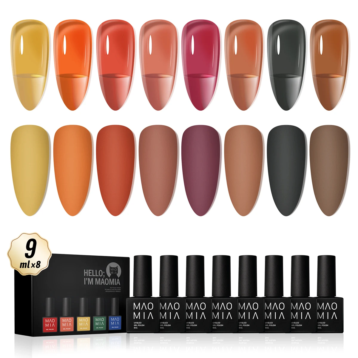 8 bottles 9ml Gel Nail Polish Kit Charm Japanese Semi Permanent Gel Varnish Nails Art Soak Off Uv Led Nails DIY Accesorios