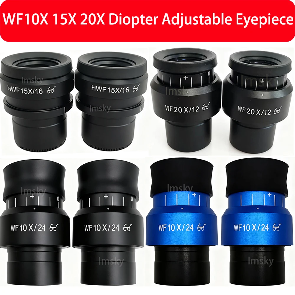 2 szt. WF10X 15X WF20X lornetka mikroskop stereoskopowy szerokokątny okular szerokokątny obiektyw oczkowy regulowane szerokie pole 30mm