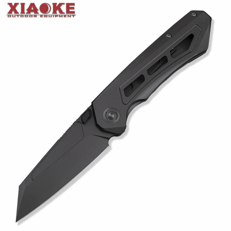 Titan Raven M390 Folding Knife with Titanium Alloy Handle, Hollow Design, Black Titanium Coating, EDC Camping Pocket Knife