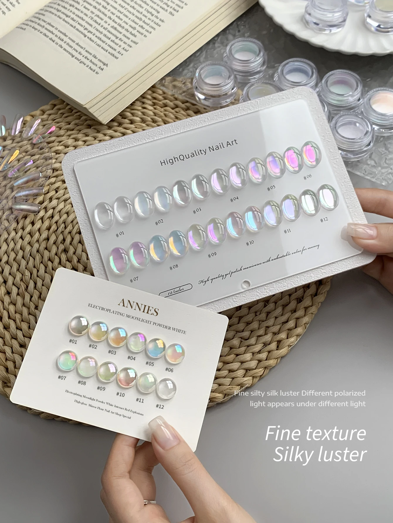 New Air Cushion Aurora Nail Powder, White And Delicate Crystal Plating Powder, Moonlight Powder, Super Bright Mirror Powder,