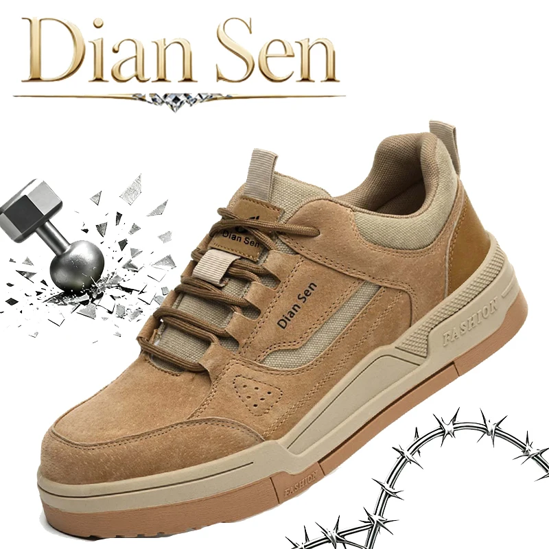 Mens Work Shoes Steel Toe Safety Boots Indestructible Anti-smash Shoes Mens Industrial Shoes Wear-resisting Light Hiking Sneaker