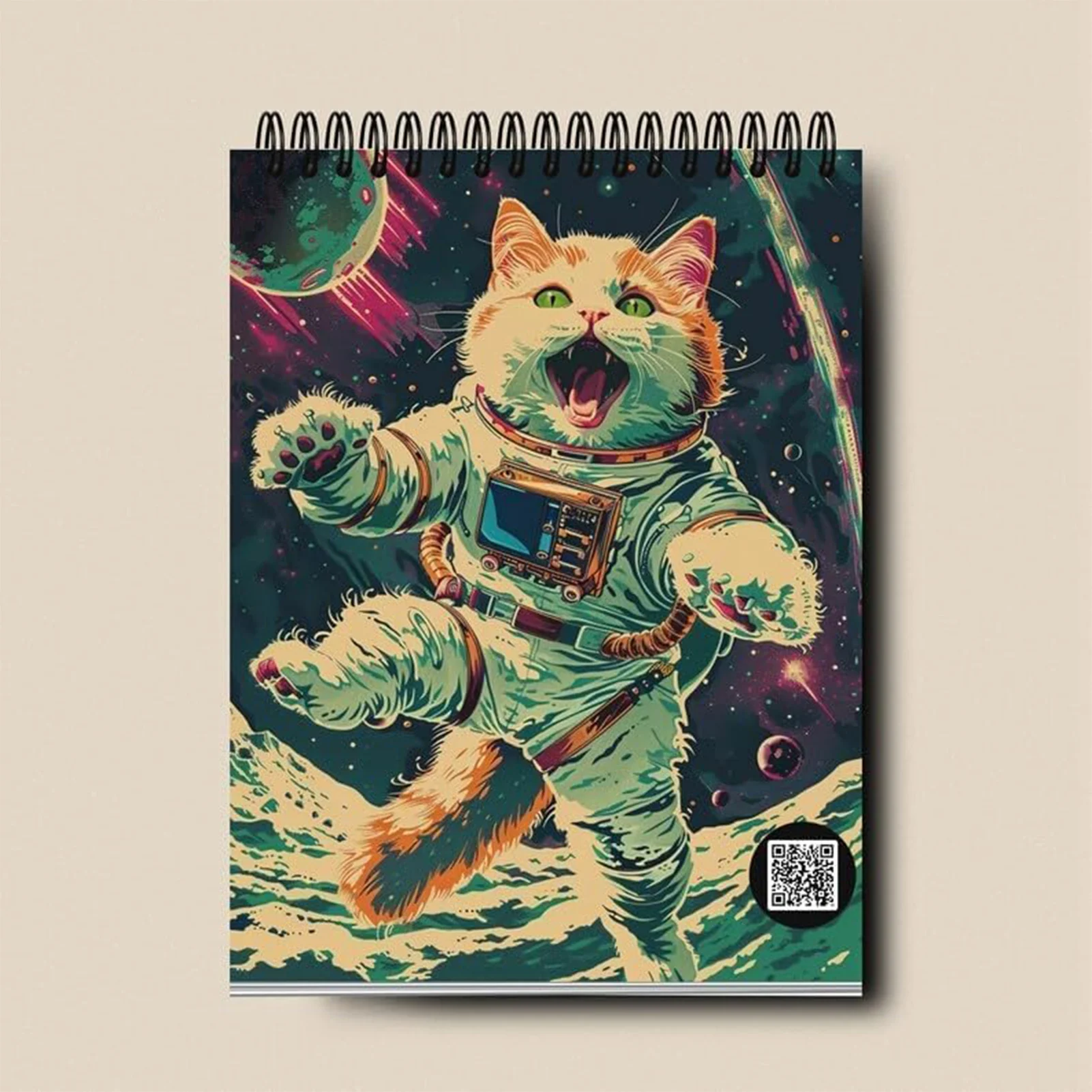 2025 Space Cats Theme Wall Calendar Funny Annual Monthly Wall Planner for Study Bedroom Office Decoration