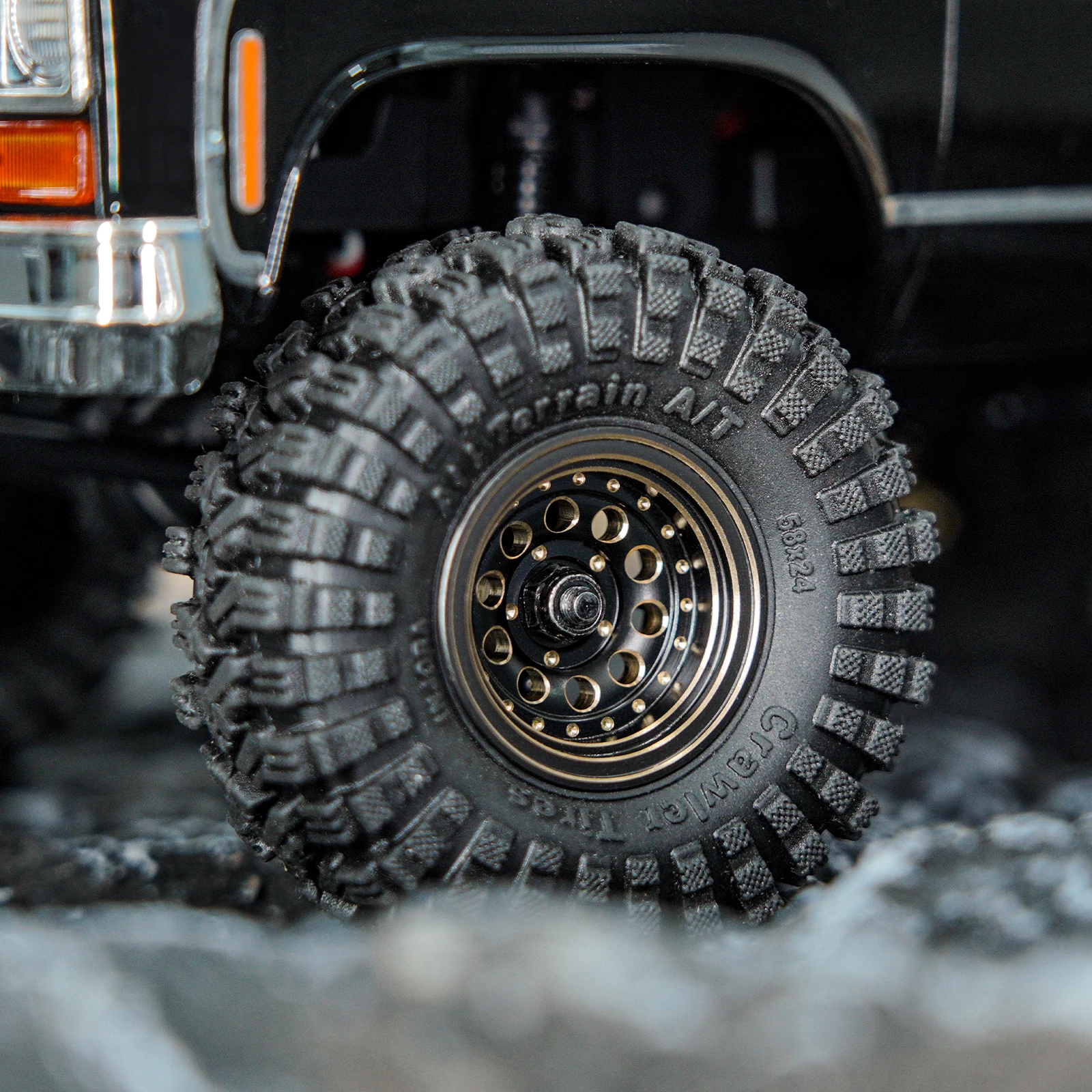 INJORA Schwarz beschichtetes Messing 1,0" Beadlock-Radreifen-Set für 1/24 1/18 RC Crawler Car Axial SCX24 AX24 TRX4M FCX24 – Detail 10