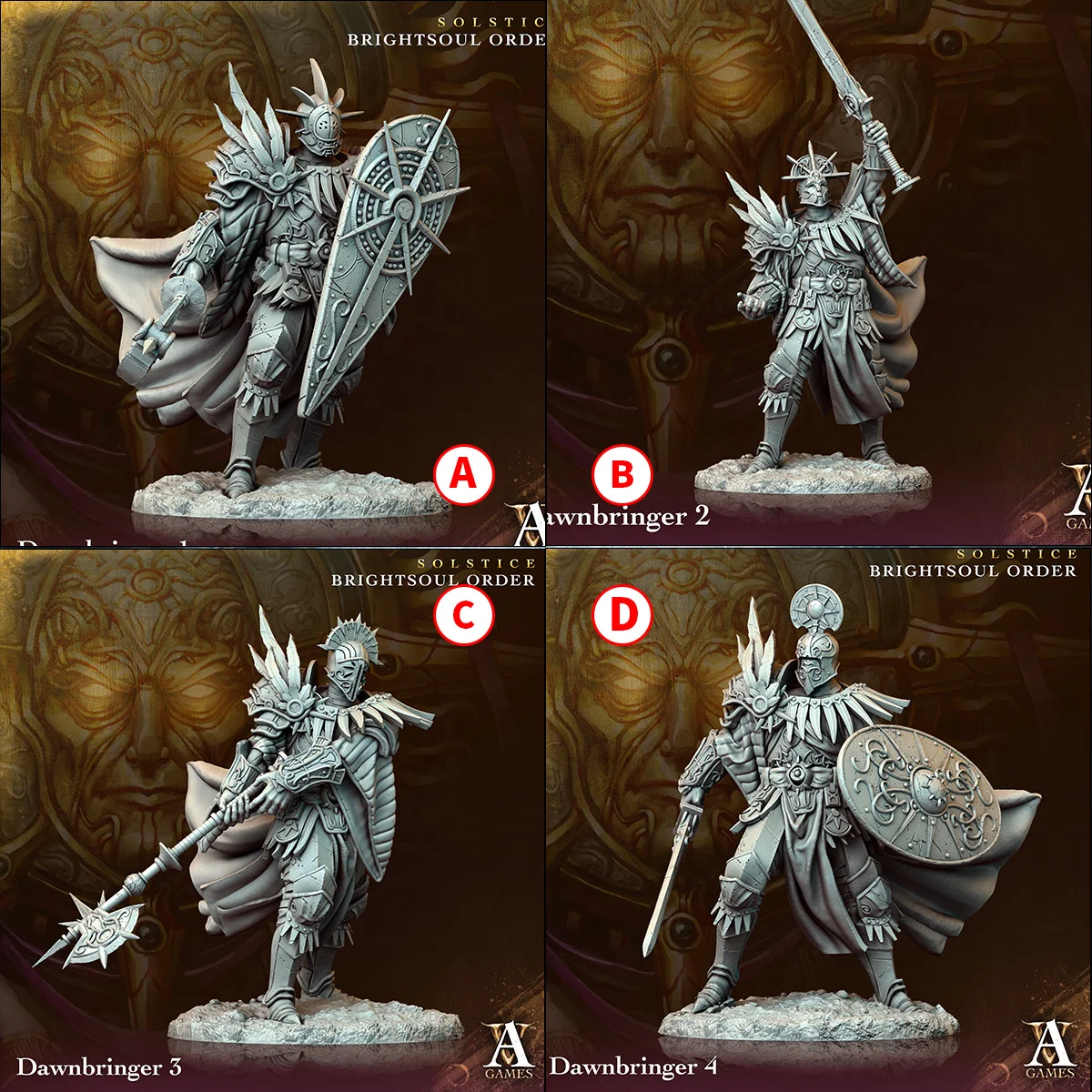 Dnd miniature figure Dawn Messenger Warrior Mage Phoenix Paladin Puppet DND Running Group scacchi modello stampa 3d