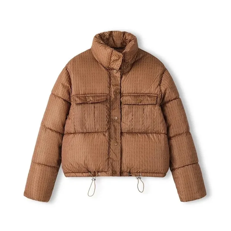 Fashion Down Cotton-Padded Jacket Women\'s Winter Short Korean Version High Waist Jacket Padded Warm Loose Cotton Coat Tide