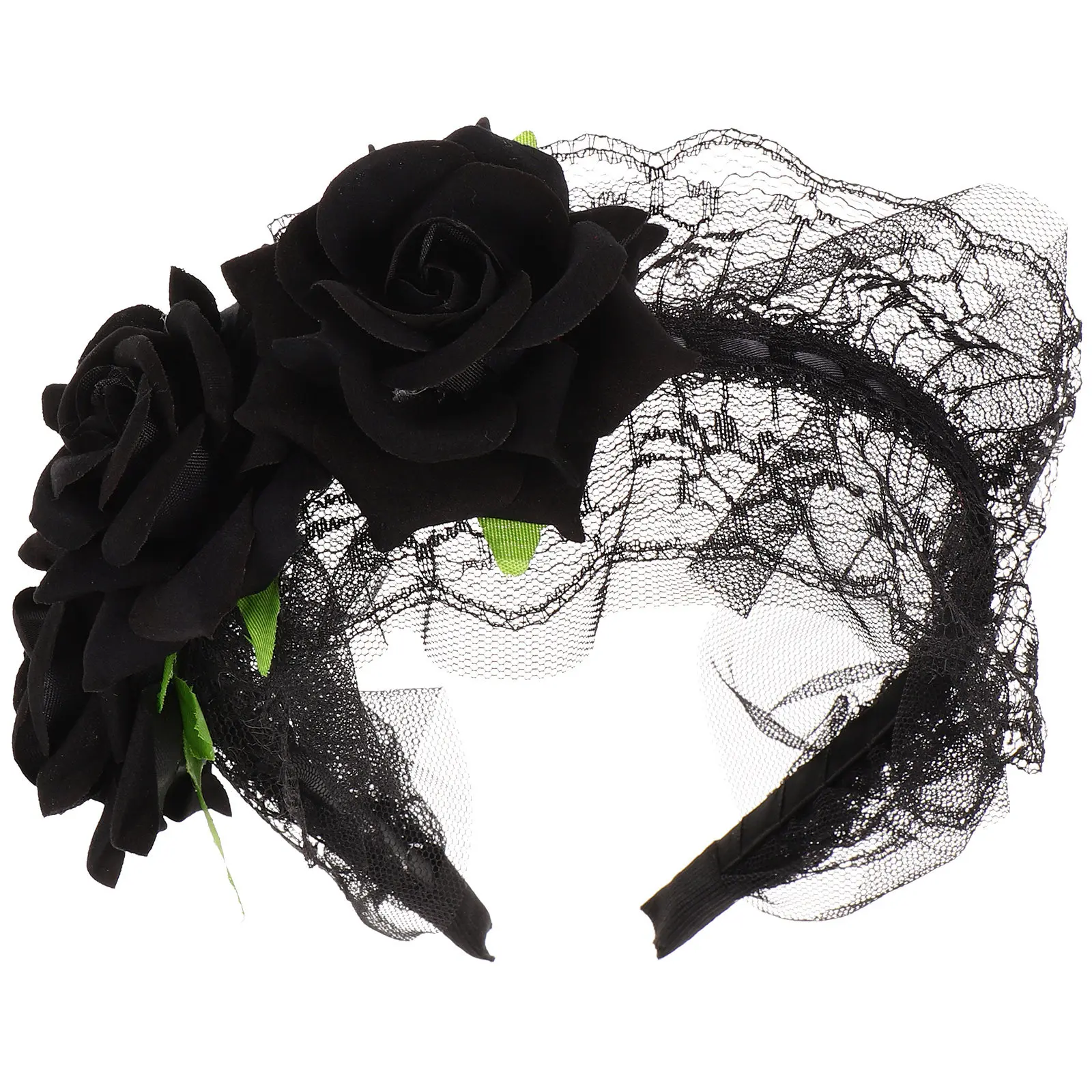 

Women Flower Headband with Artificial Roses Elegant Lace Hair Style Floral Wreath for Wedding Engagement Prom