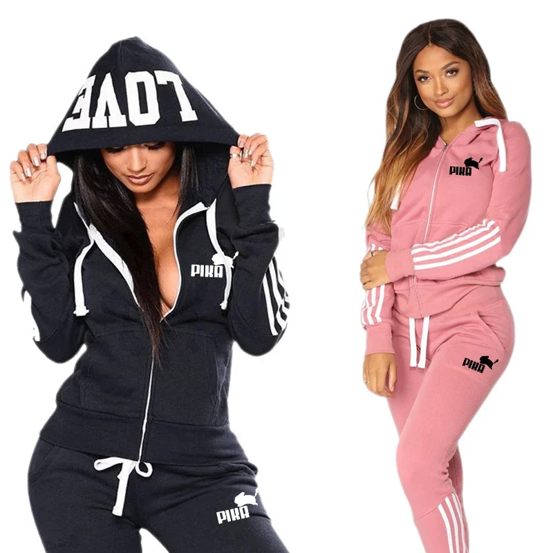 2025 Hot Sale Woman Zip-up Hoodie Sweatpants Autumn Winter Daily Casual Sporty Jogger Set Ladies Urban Fashion Sexy Hoody Outfit