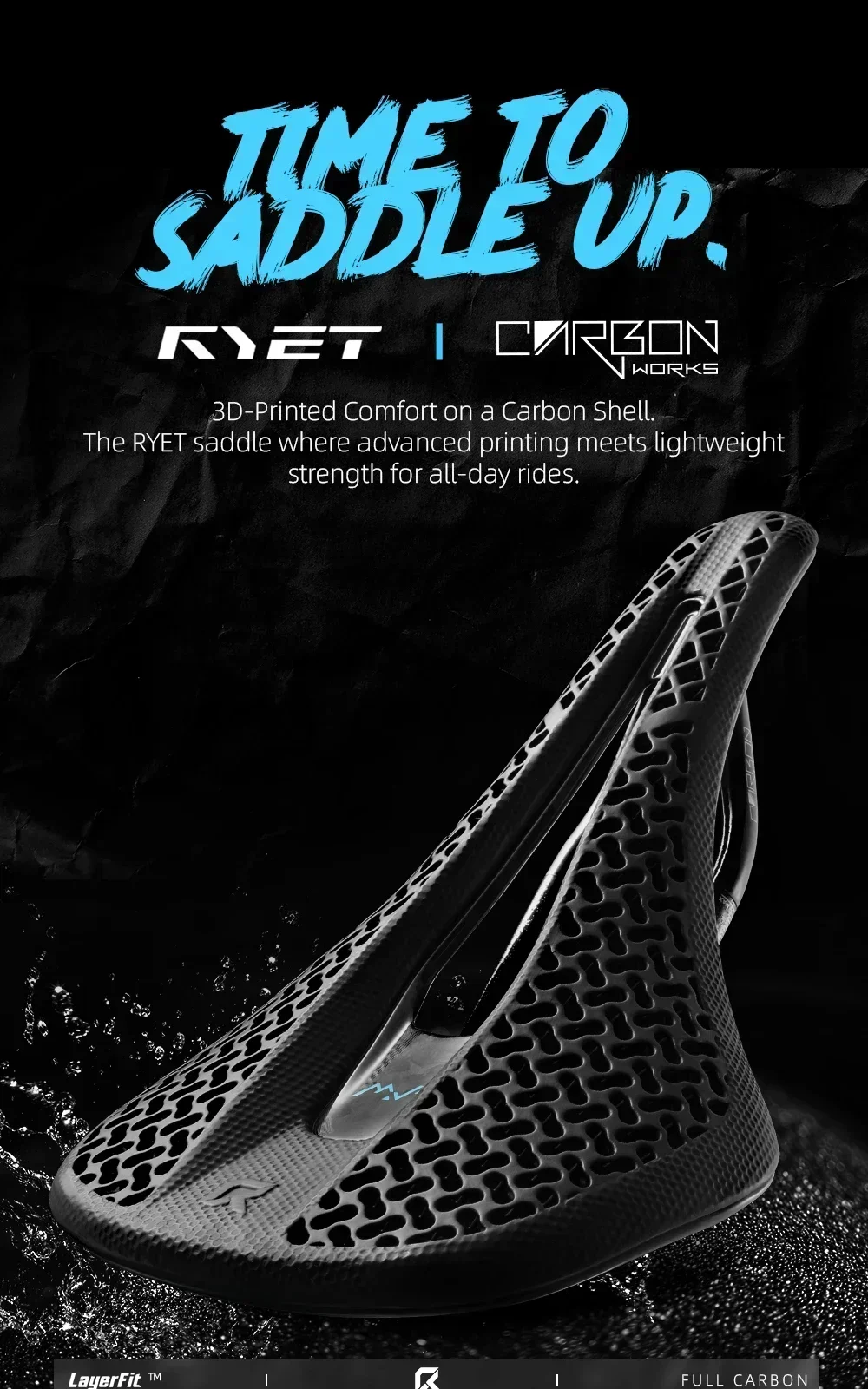 RYET X21 Vollcarbon-Fahrradsattel, 3D-gedruckt, 120-175g, ultraleichter, hochelastischer Schaumstoff, 7x9mm Schienen, Ausschnitt 240x140mm, für Rennrad, MTB, Gravel – Detail 1