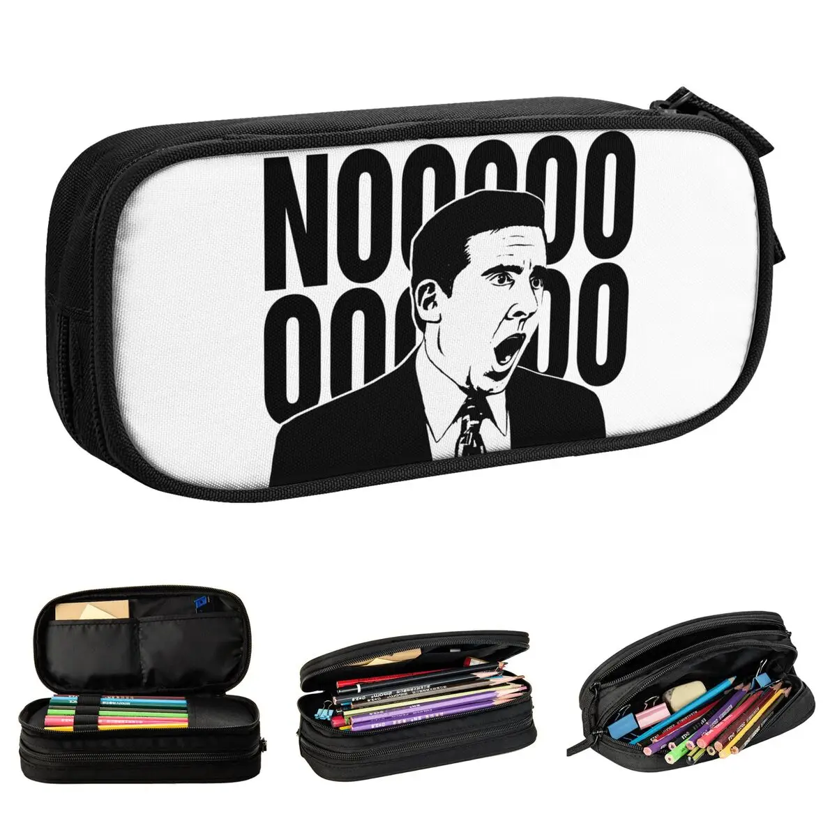 The Office Pencil Case Michael Scott NO GOD NO Pen Bags for Student Large Storage School Supplies Gifts Pencilcases