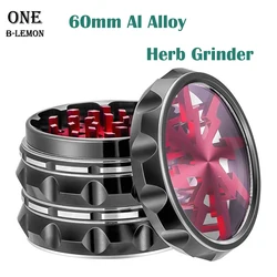 Durable Alloy Herb Grinders, Spice Mills, Herb-Medicine Kibbler, Acessórios para fumantes, Holiday Gifts, 4 Parts, 60mm