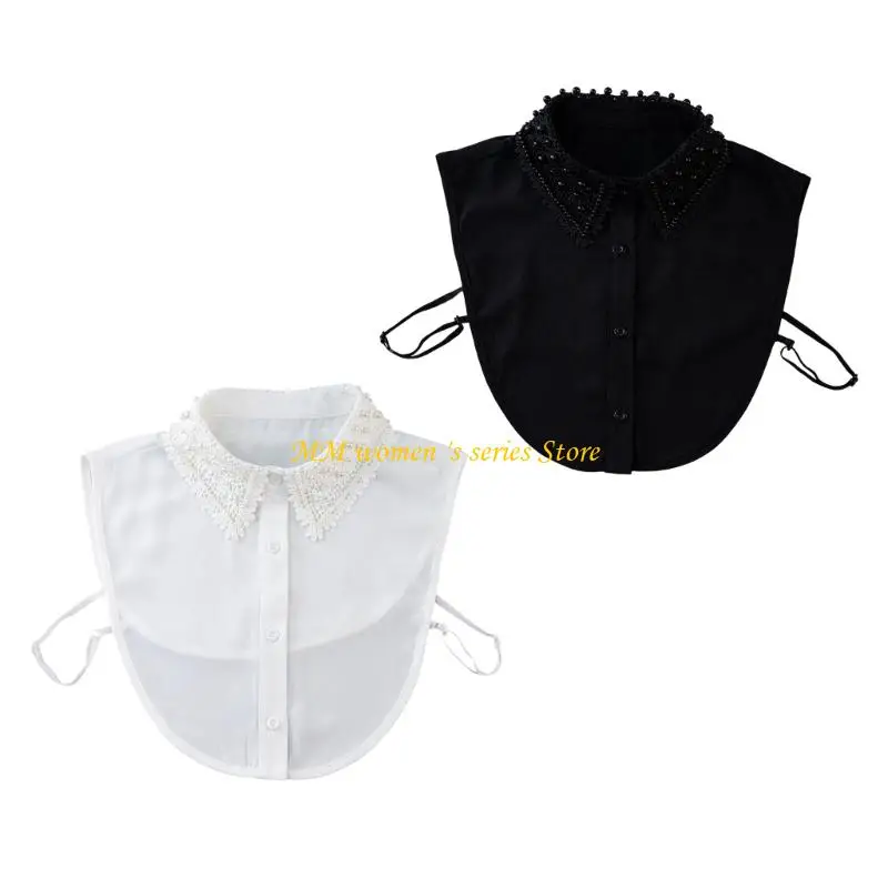 

Q39C Кружевной Жемчуг Бисер Съемный Воротник Женский Искусственный Воротник Удобная Вставка Воротника