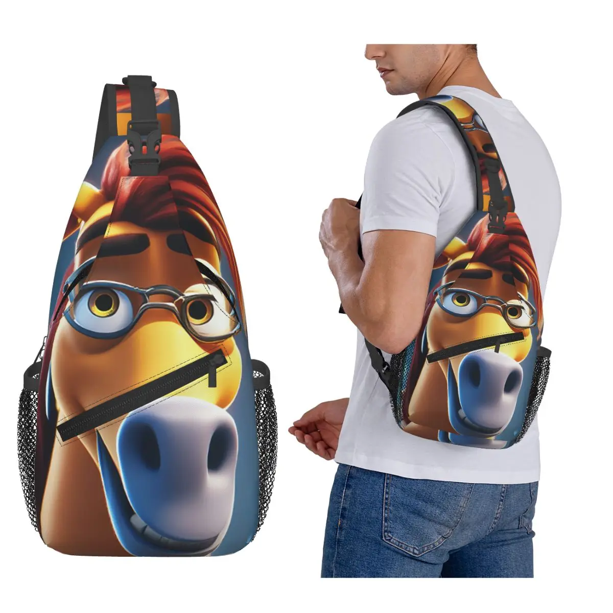 

Horse Chest Bag Men Sling Crossbody Backpack Chest Bag Traveling Hiking Daypack Shoulder Bag
