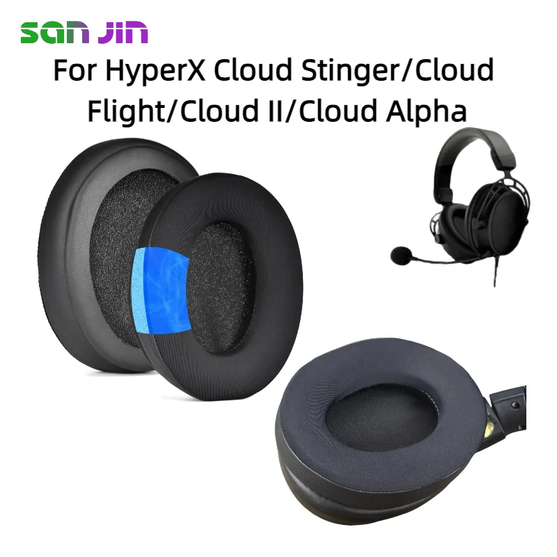 

For HyperX Cloud Stinger/Cloud Flight/Cloud II/Cloud Alpha Sponge Cover Breathable Leather Ear Cover Protective Cover Headset