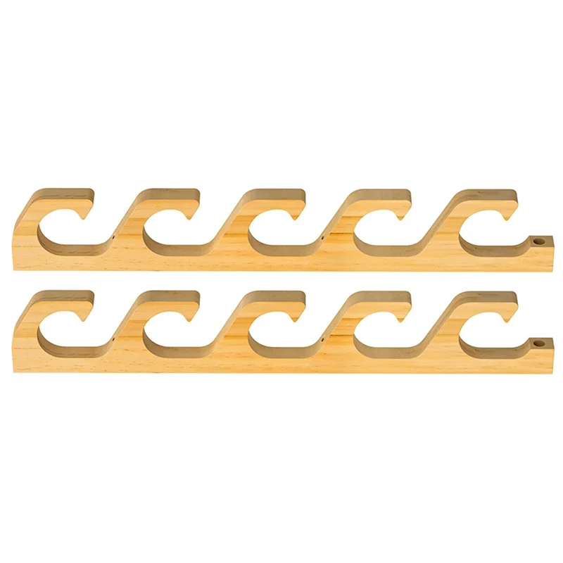 

ABUE-1Pair Деревянный держатель для удочек на 5 мест, настенный кронштейн для хранения, горизонтальная подставка для удочек, держатель для рыболовных снастей