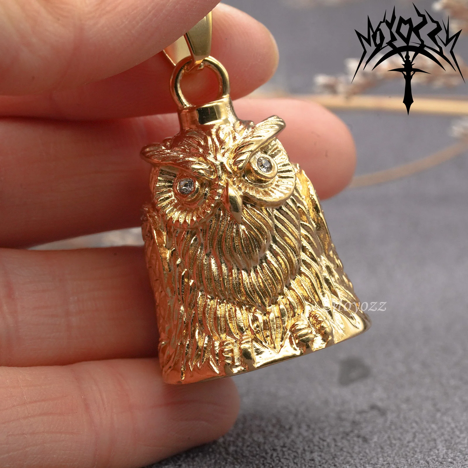 OWL Guardian Bell of Good Luck Gift Set Fortune Lucky Charm Bells Keychain 316L Stainless Steel Bell For Mens & FREE Bell Hanger