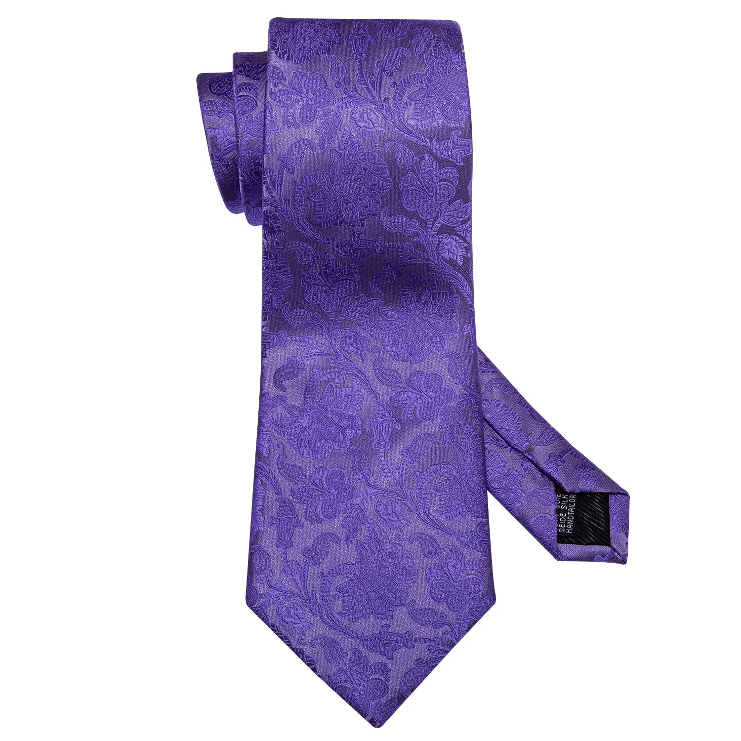 Fashion Silk Purple Solid Mens Wedding Tie Hanky Set Barry.Wang Designer Paisley Floral Neckties For Mens Gift Party Groom