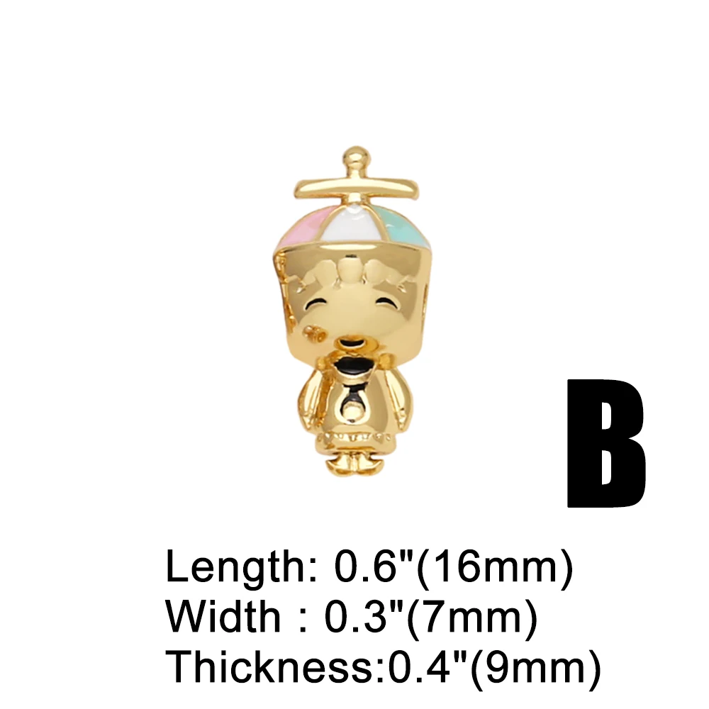 OCESRIO Trendy Enamel Boy Girl Charms for Bracelet Copper Gold Plated Coffee Cup Pearl Ring Jewelry Making Supplies chma256