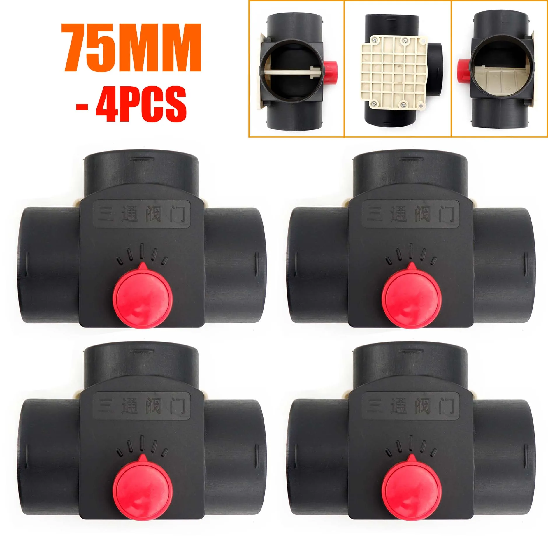 

4pcs 75MM Valve Flap Adjustable Air Diesel Heater Vent Ducting T Branch Splitter Pipe Joiner Connector For Car Truck Camper