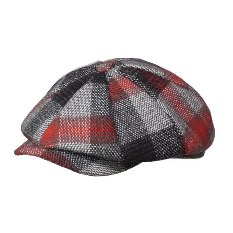 

2026 Spring Autumn And Winter Octagonal Hat Women Imitation Wool Beret Dad Felt Cap Man Big Size Newsboy Caps M L XL