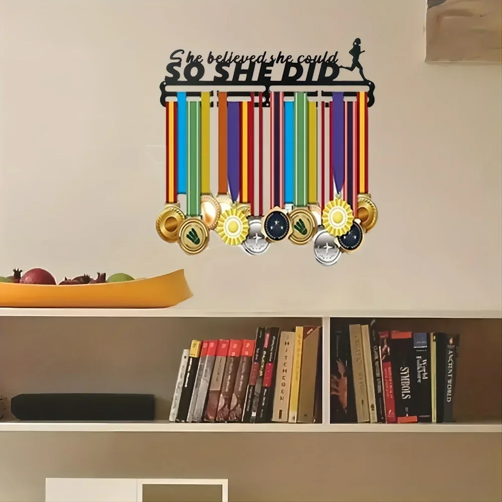 Alluring One Piece Envelope Silhouette Medal Display Hook: New Creative Metal Stand, a Must-Have for Sports Medal Storage