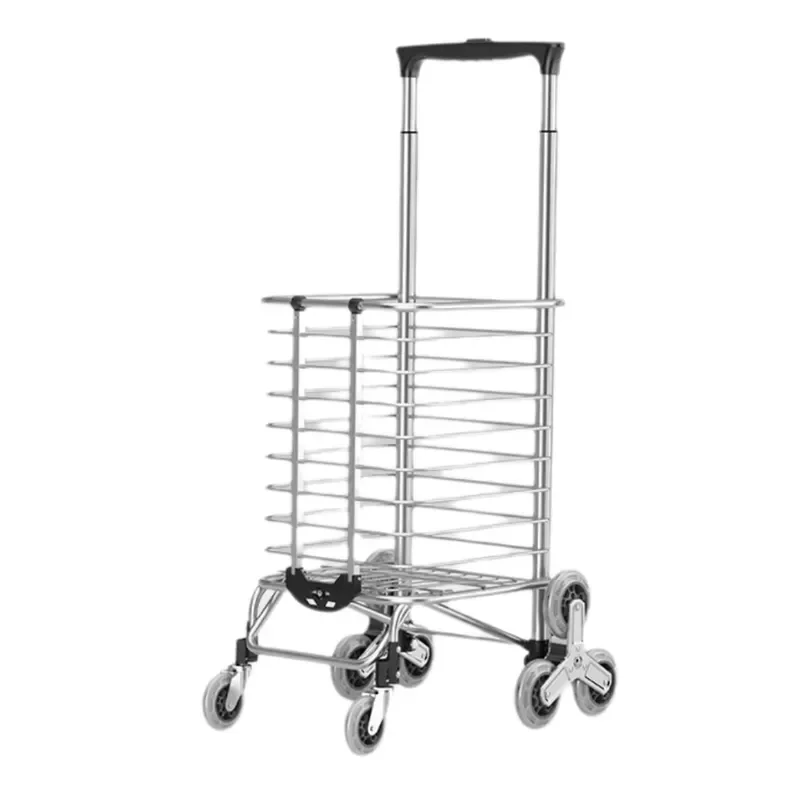 Folding Shopping Cart Jumbo Grocery Cart 360 Swivel Wheels Heavy Duty Cart 40KG Capacity Aluminum/TPR Material