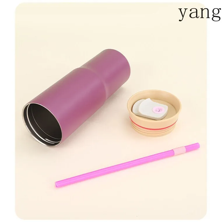 LMM stainless steel vacuum thermos cup, car portable car cup, large-capacity straw Bingba cup