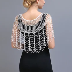 Women Cape  Flapper Cover Up  Shawl Beads Deco Evening Party Dress Scarfs  Polyester + Spandex  Black Silver/Black Gold/White