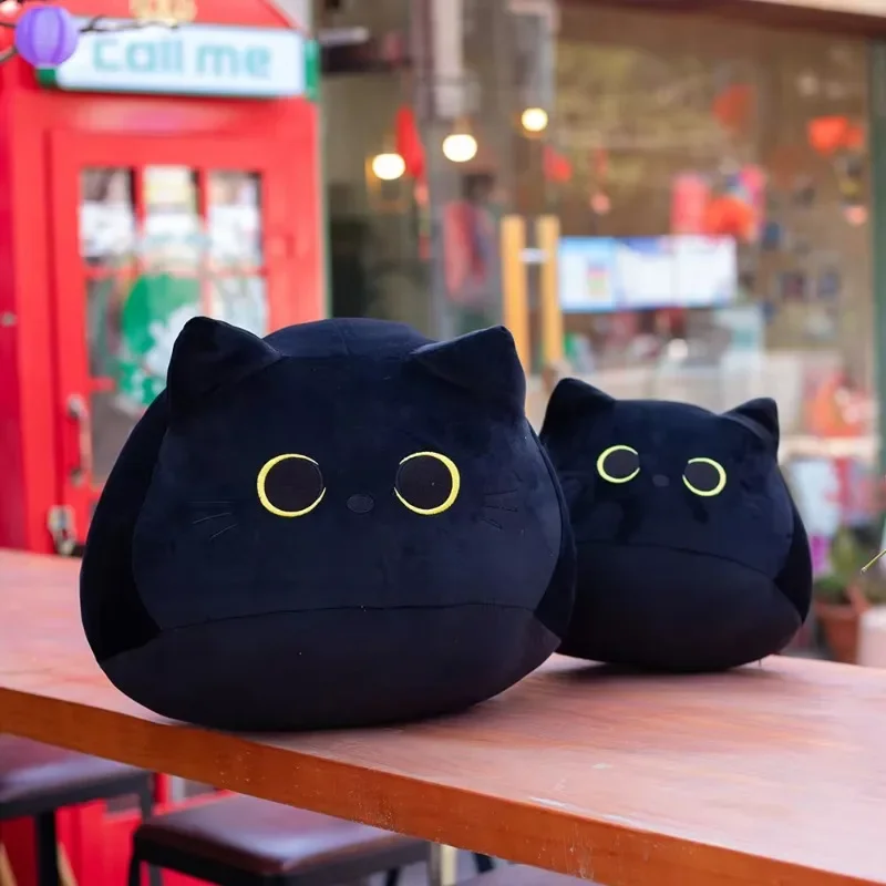 8cm Black Cat Shaped Soft Plush Pillows Doll Lovely Cartoon Animal Stuffed Toys Girls Birthday Gifts Ornaments