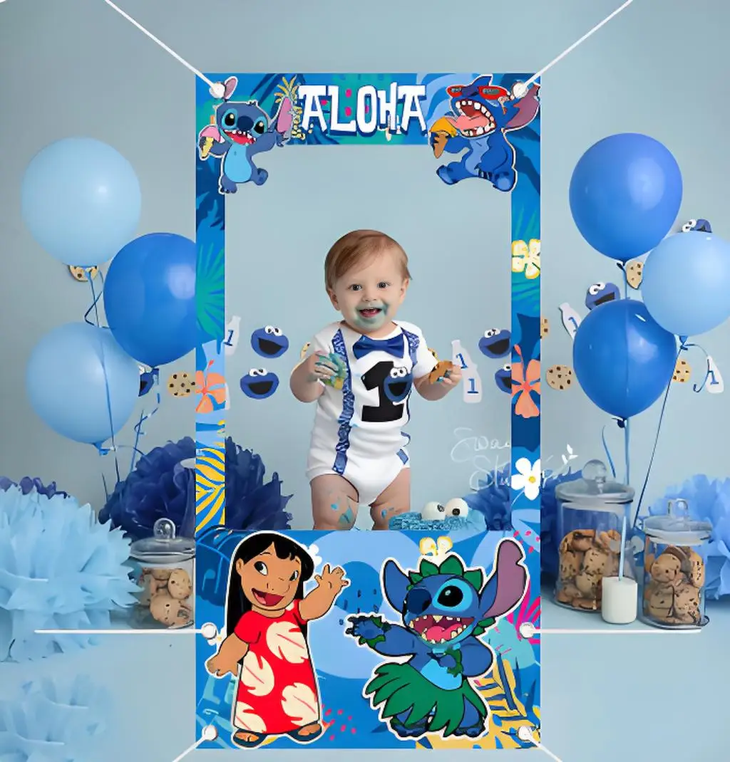 Lilo & Stitch Photo Booth Props for Kids, Background Cloth, Children's Birthday Decoration, 1st Birthday