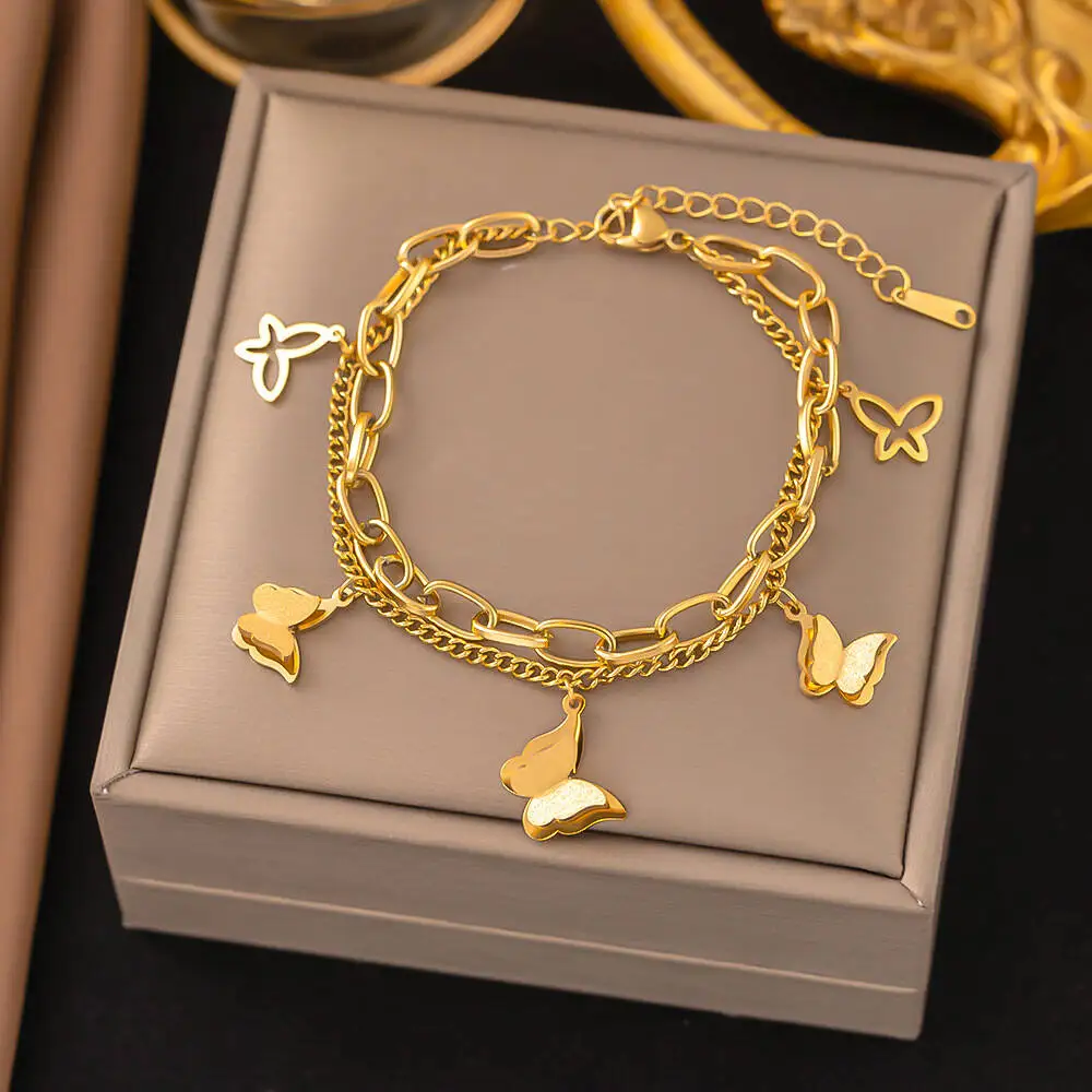 Cross-Border Dongguan Titanium Steel Jewelry Non-Fading New Japanese And Korean Style Accessories Bracelet For Women 18K Gold