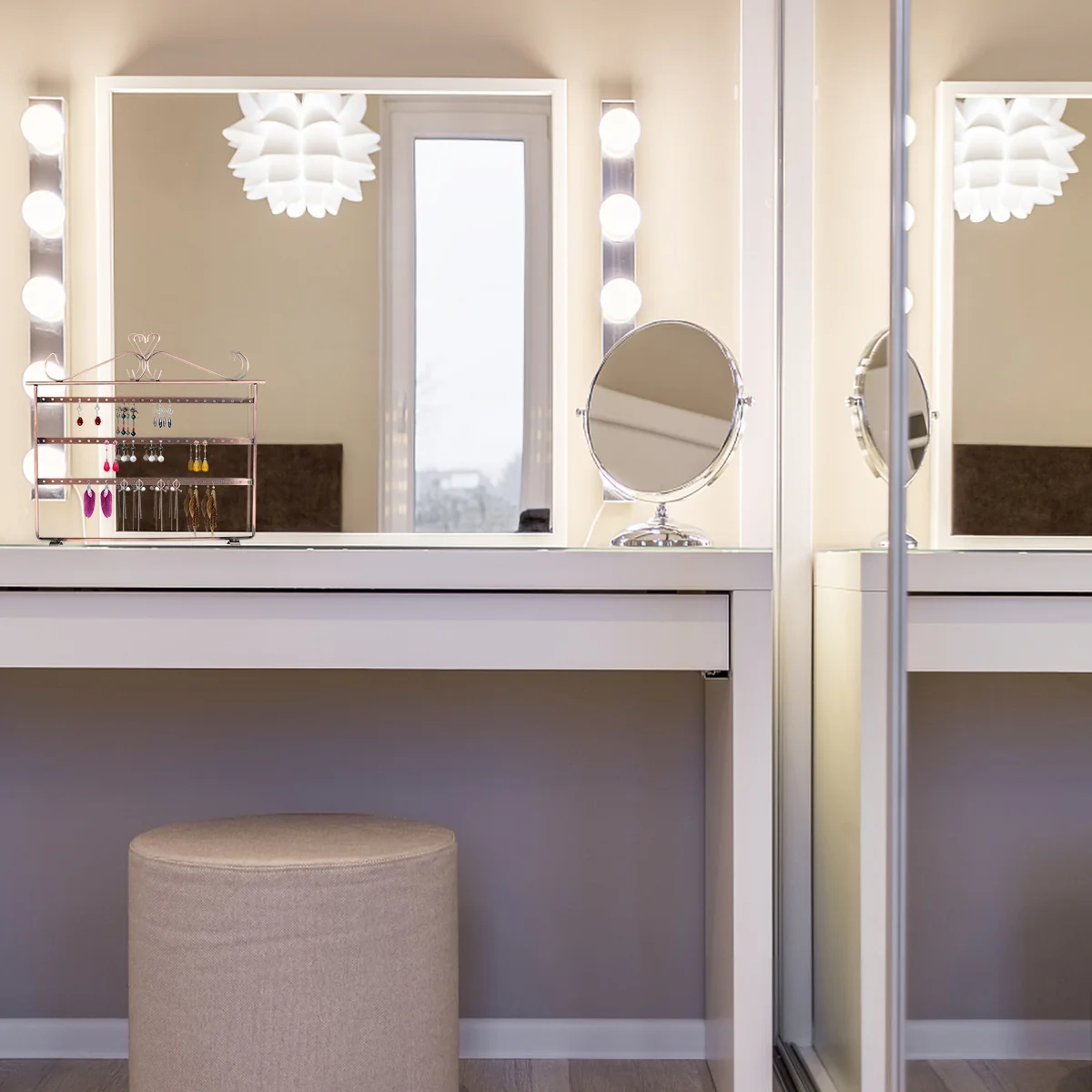 1Pcs Earring Display Stand Metal Three Layers Organizer for Jewelry Desktop Storage Double Sided Rack Keychain Holder