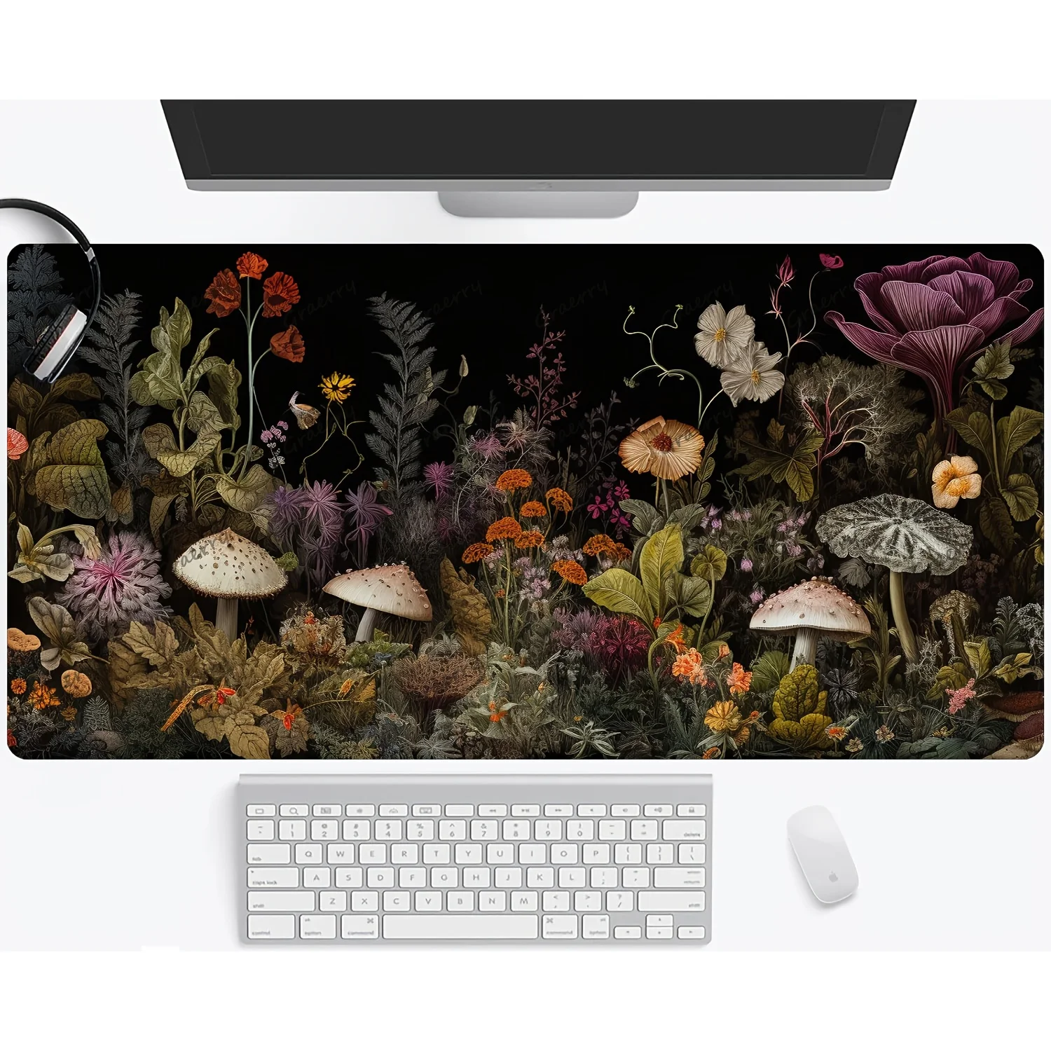 Wildflower Mushroom Desk Mat Gaming Mouse Pad Office Home Mouse Mat Computer Accessories Carpet Desk Organizer Big Mousepepad