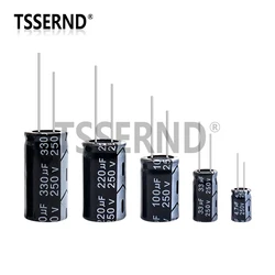 5pcs 250V Aluminum Electrolytic Capacitor 1UF 2.2UF 3.3UF 4.7UF 10UF 22UF 33UF 47UF 100UF 220UF 330UF