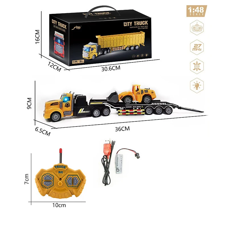 1:48 RC Engineering Truck Semi-Trailer Heavy-Duty Transport Container Vehicle Remote Control Dump Truck Simulation Toys for boys