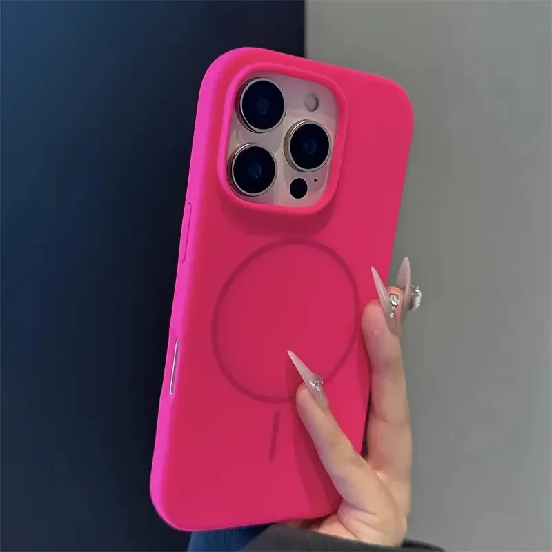 

Магнитный мягкий силиконовый противоударный чехол для iPhone 14/15/16/17 Pro/Max/Plus, тонкий защитный чехол, беспроводная зарядка