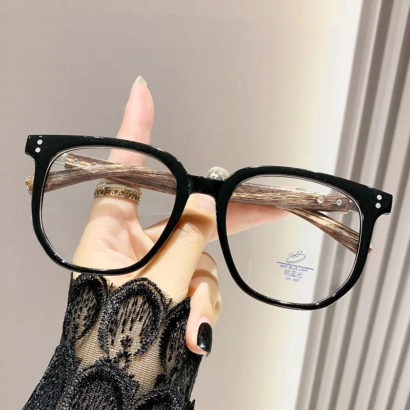 Ladies Oversized Square Reading Glasses Vintage Blue Light Blocking Far Sight Eyewear Luxury Prescription Optical Eyeglasses